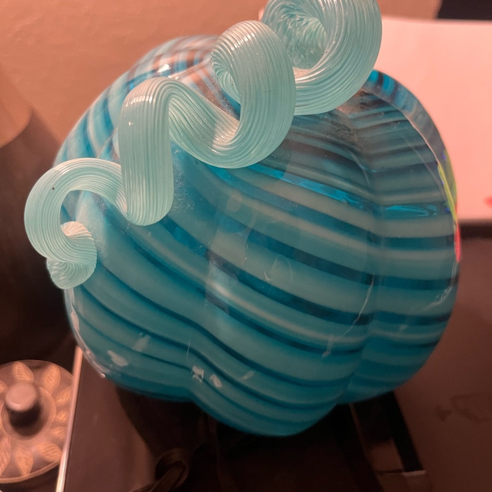 Blue Swirl Glass Art Sculpture